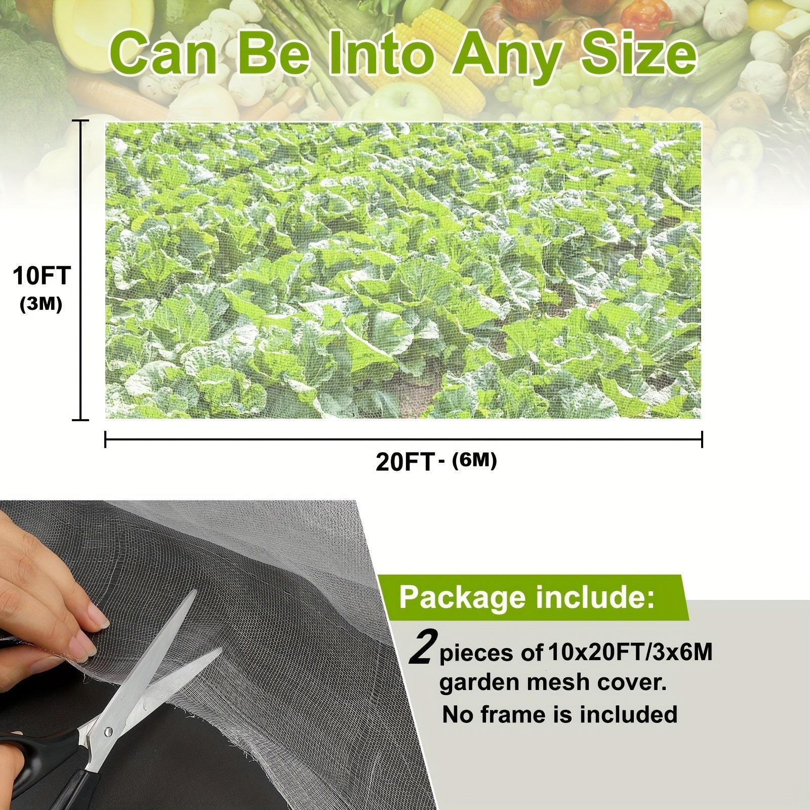 2pcs 10x20FT Garden Netting Mosquito Netting Plant Covers Insect Bird Protection