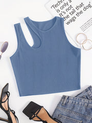 Sexy Sleeveless Tank Top Asymmetrical Neck for Summer