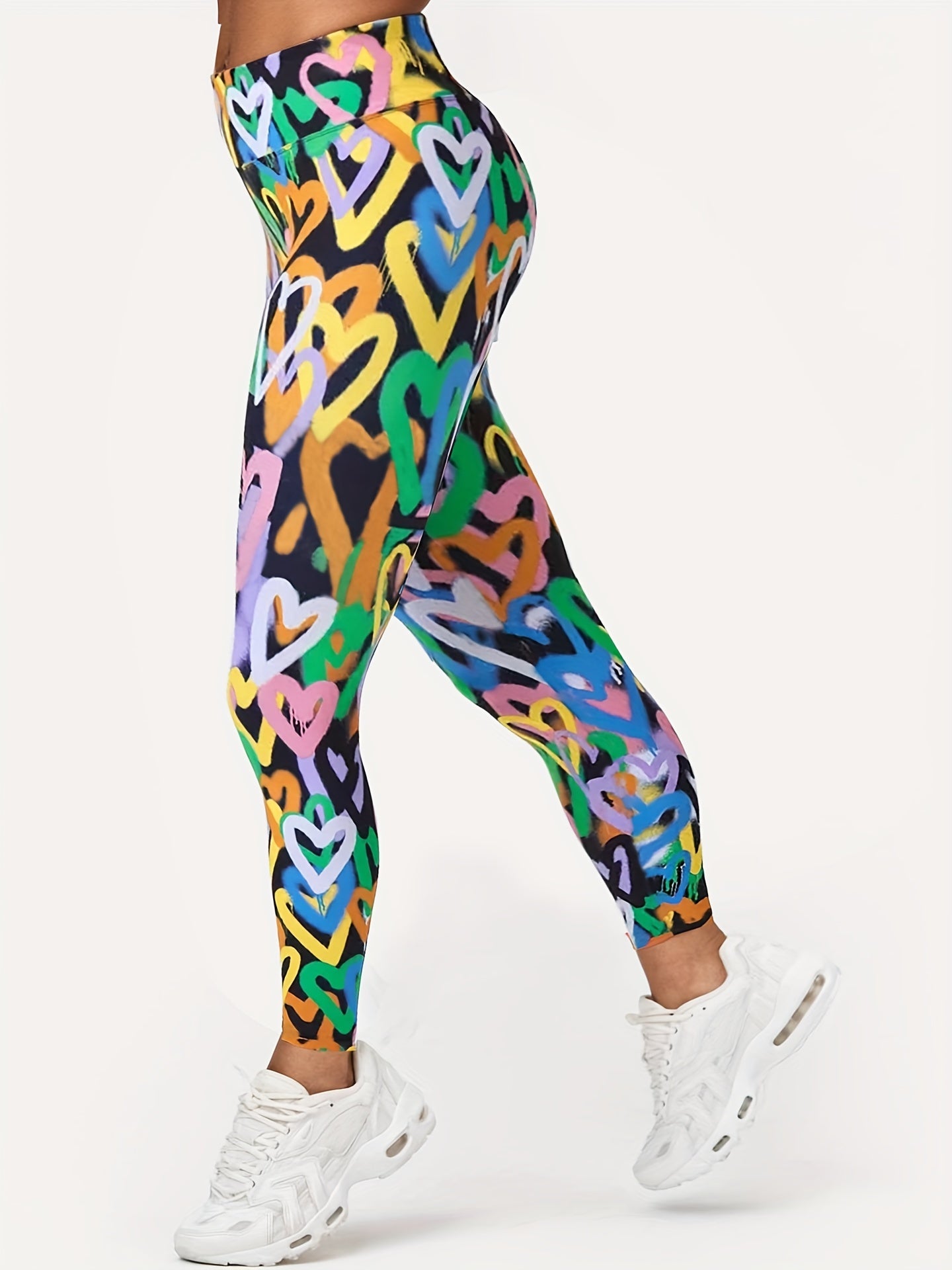 Heart Print Yoga Workout Pants Running Fitness Leggings
