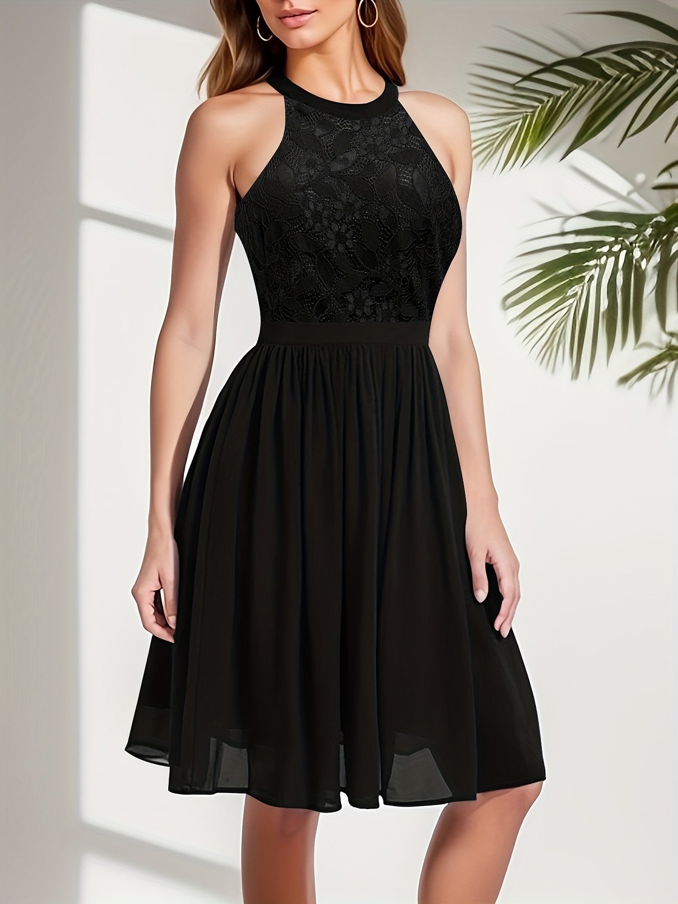 Lace Ruched Sleeveless Party Dress