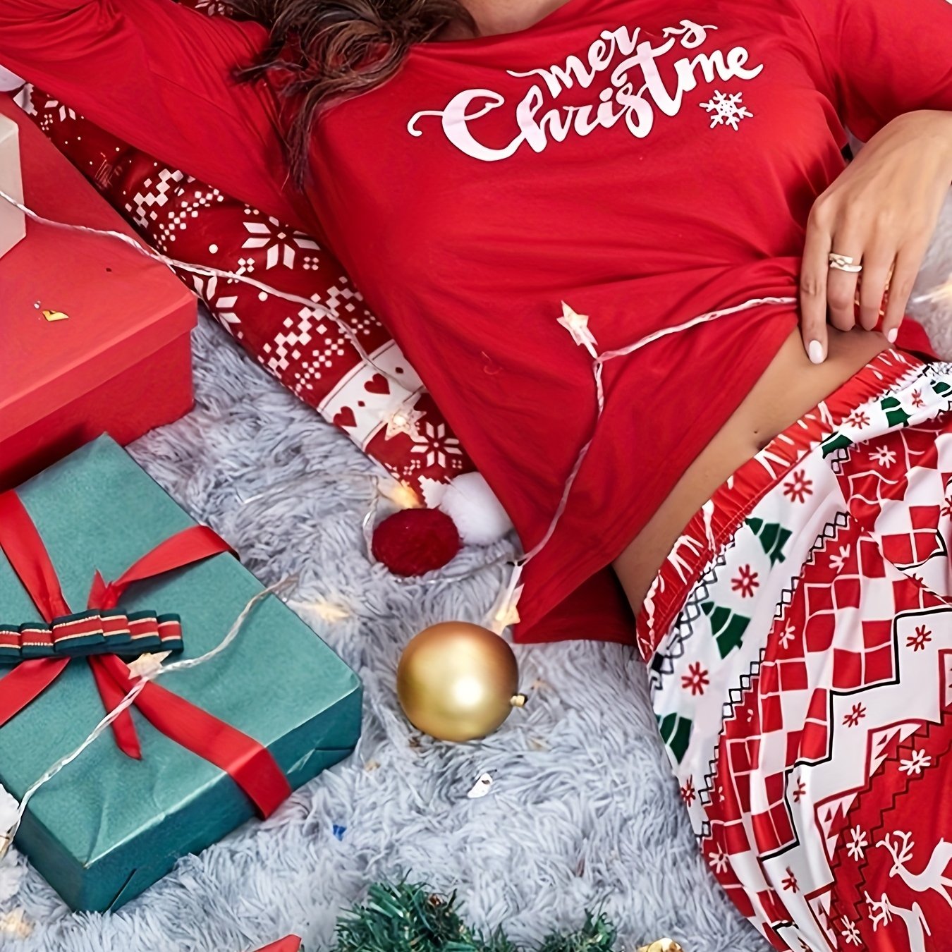 Christmas Pattern Print Lounge Set Women's Loungewear & Sleepwear