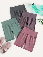 Solid High Waist Yoga Shorts Women's Activewear