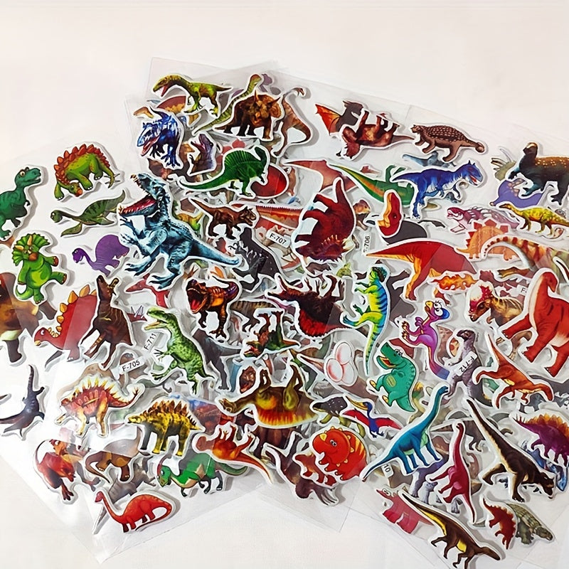 12 Sheets 3D Dinosaur Stickers for Kids - Waterproof DIY Skateboard Wall Decor