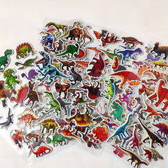 12 Sheets 3D Dinosaur Stickers for Kids - Waterproof DIY Skateboard Wall Decor