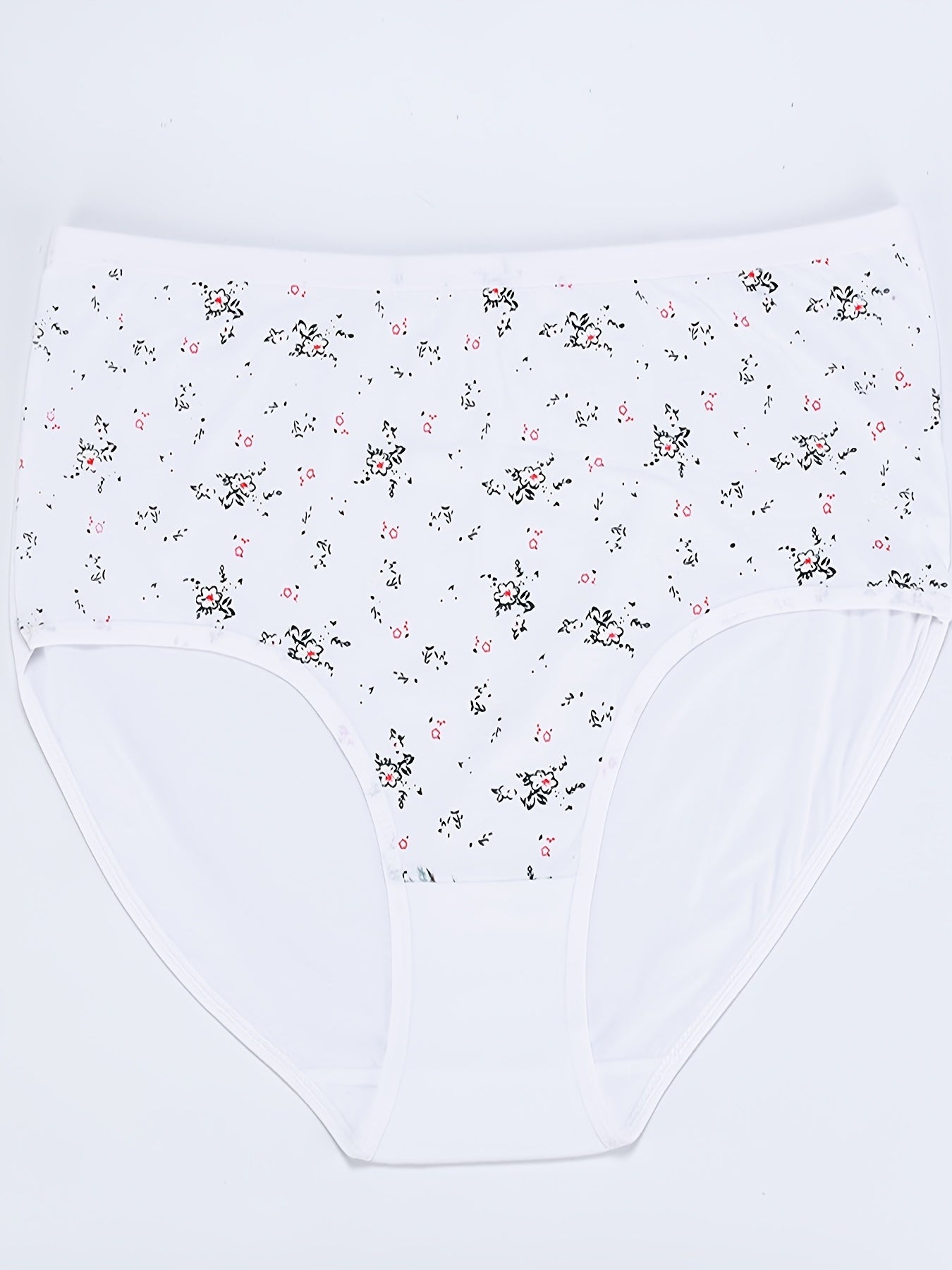 4 Pack Plus Size Panties Set Women's Plus Ditsy Floral Print Mid Waisted Skin