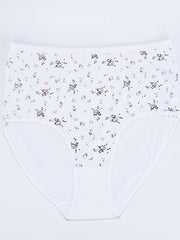 4 Pack Plus Size Panties Set Women's Plus Ditsy Floral Print Mid Waisted Skin