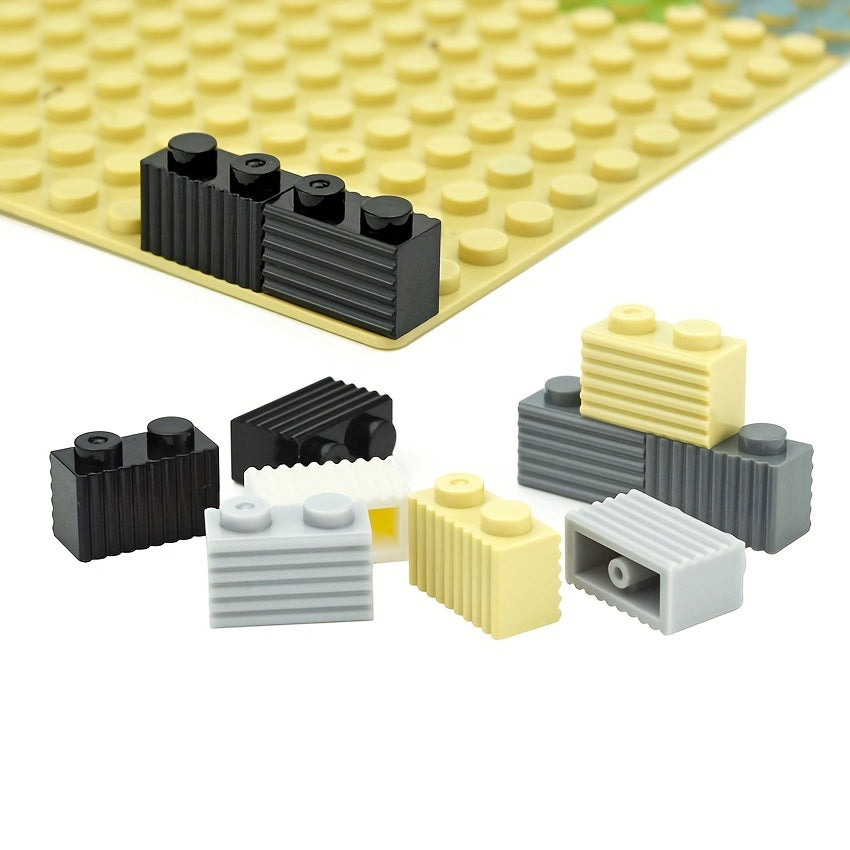 50pcs 1x2 Textured City Fence Blocks for Wall Decoration