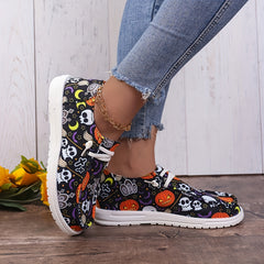 Snowman Pattern Slip On Sneakers Comfortable Wear-Resistance Boat Shoes