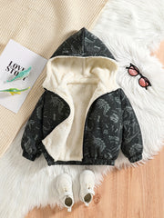 Boys Dinosaur Fleece Hoodie Jacket for Autumn and Winter