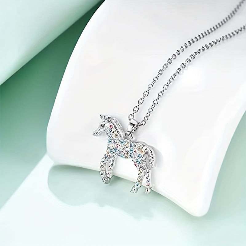 Colorful Horse Pendant Necklace Jewelry Gift for Girls