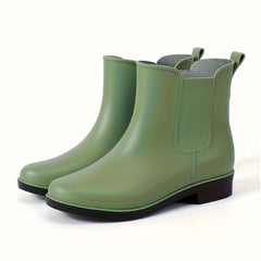 Women's Short Tube Solid Warm Rain Boots
