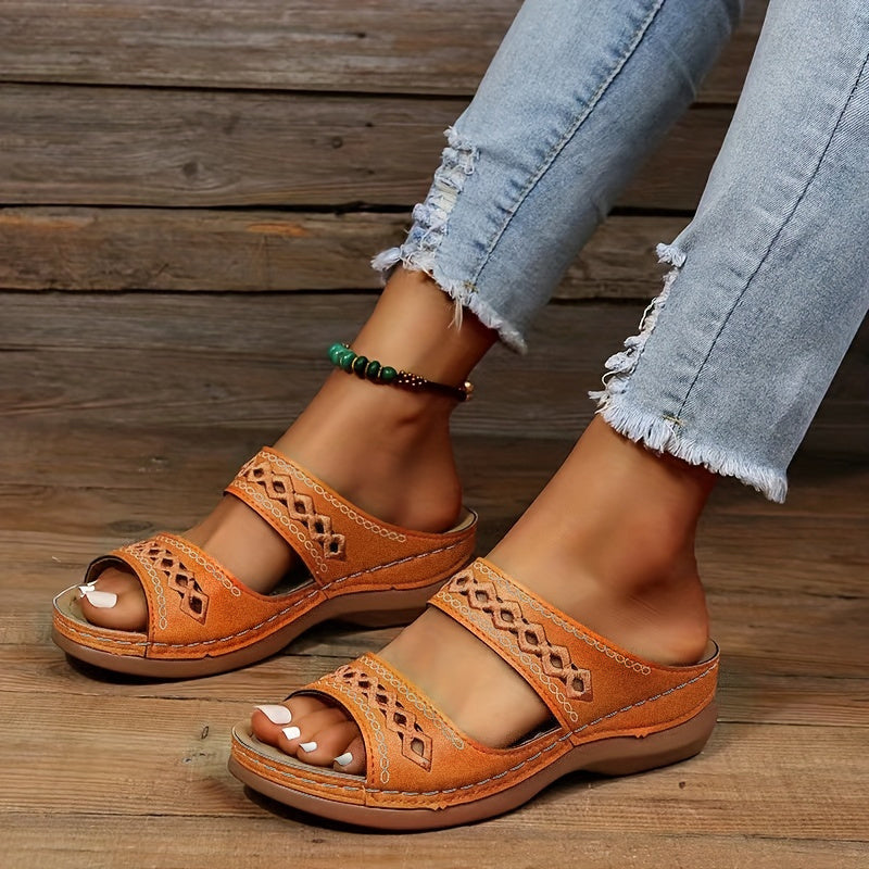 Open Toe Summer Wedge Sandals Arch Support Thick Sole