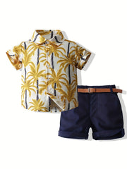 Boys Plaid Outfit Short Sleeves Casual Summer Kids Clothes