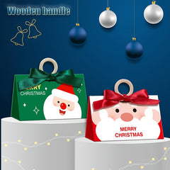 Christmas Gift Bags With Wooden Bracelet Handle - Set of 6