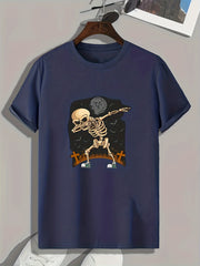 Skeleton Print Men's Graphic T-shirt for Summer