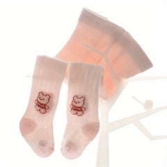 Girls Knitted Pantyhose Cartoon Bear Leggings Soft Comfy Tights Children