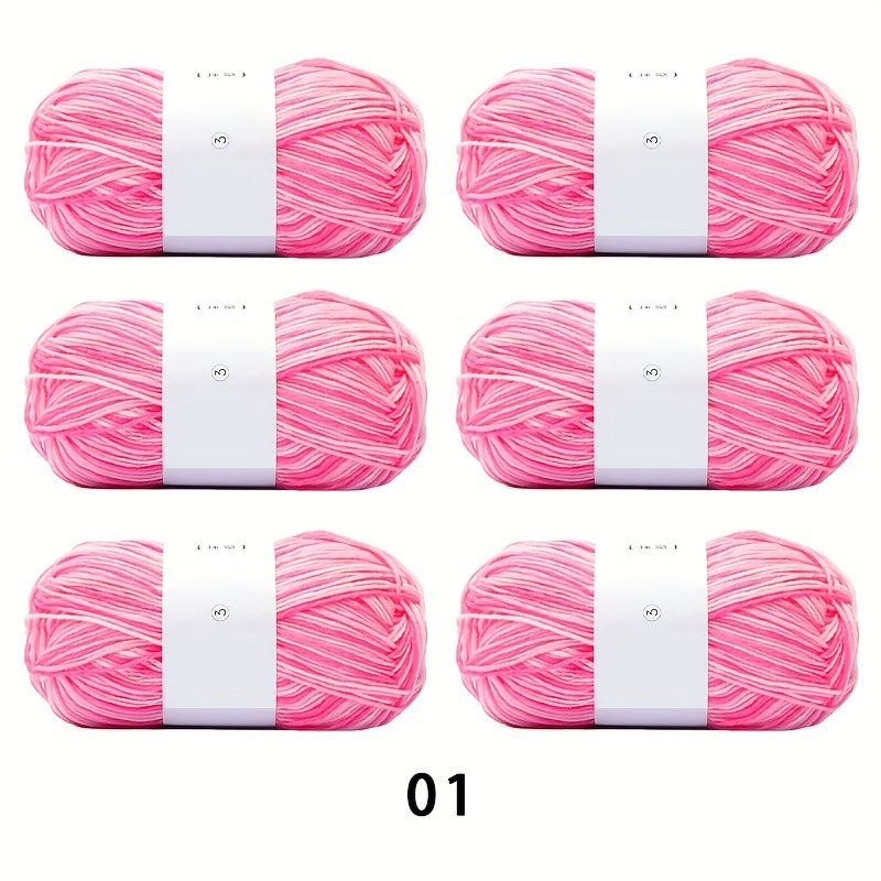 6pcs 50g Space Dyed Acrylic Yarn - Socks Yarn Hook Doll Scarf Hand Knitting Yarn
