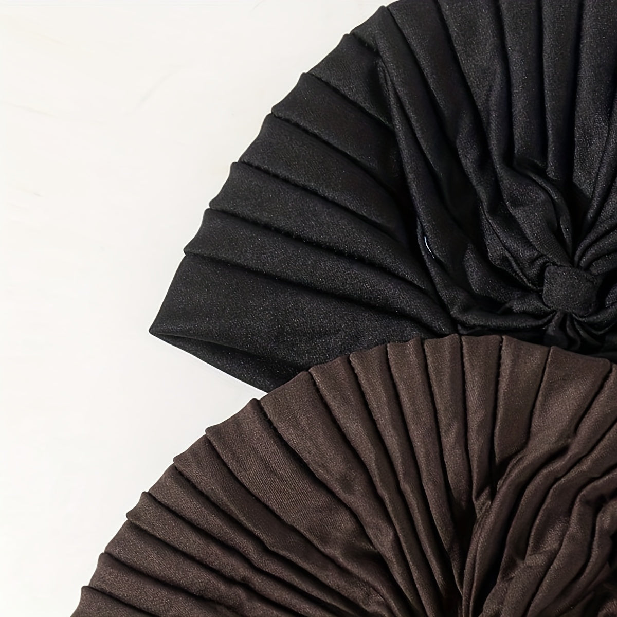 2pcs Pleated Turban Cap Elastic Solid Chemo Hats Headscarf Women
