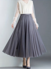 Pleated Tulle Skirt for Women Spring & Fall Wear