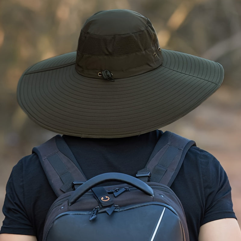 Wide Brim Sun Hat UV Protection Fisherman Hat With Drawstring