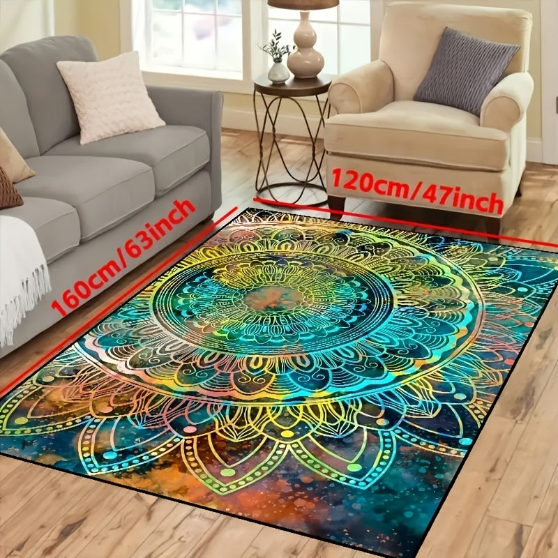 Colorful Geometric Pattern Carpet Crystal Velvet Large Area Rug