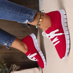 Women's Lightweight Red Running Shoes Anti-slip Sneakers