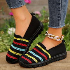 Women's Striped Non-slip Walking Shoes Comfortable Sports Shoes