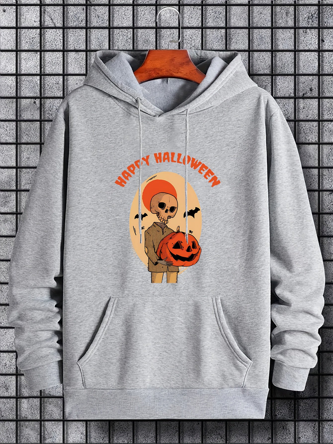 Men's Halloween Print Hoodie Active Drawstring Hooded Sweatshirt