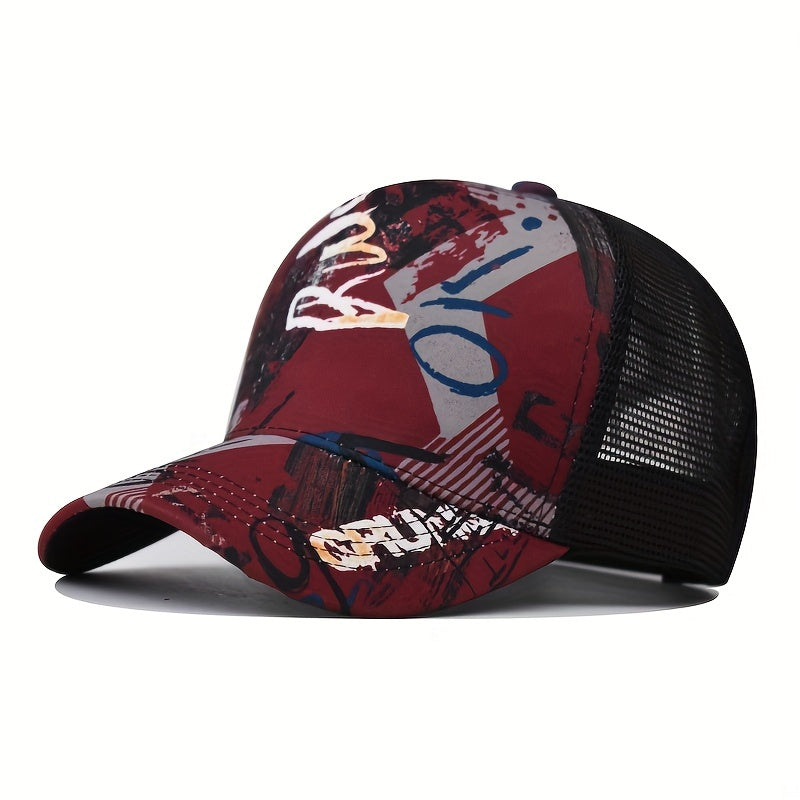 Men's Summer Graffiti Baseball Cap Mesh Breathable Sunscreen Hat