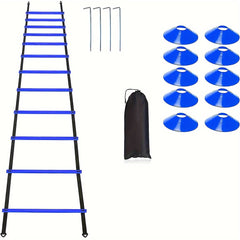 Adjustable Agility Ladder Set with Disc Cones & Steel Stakes