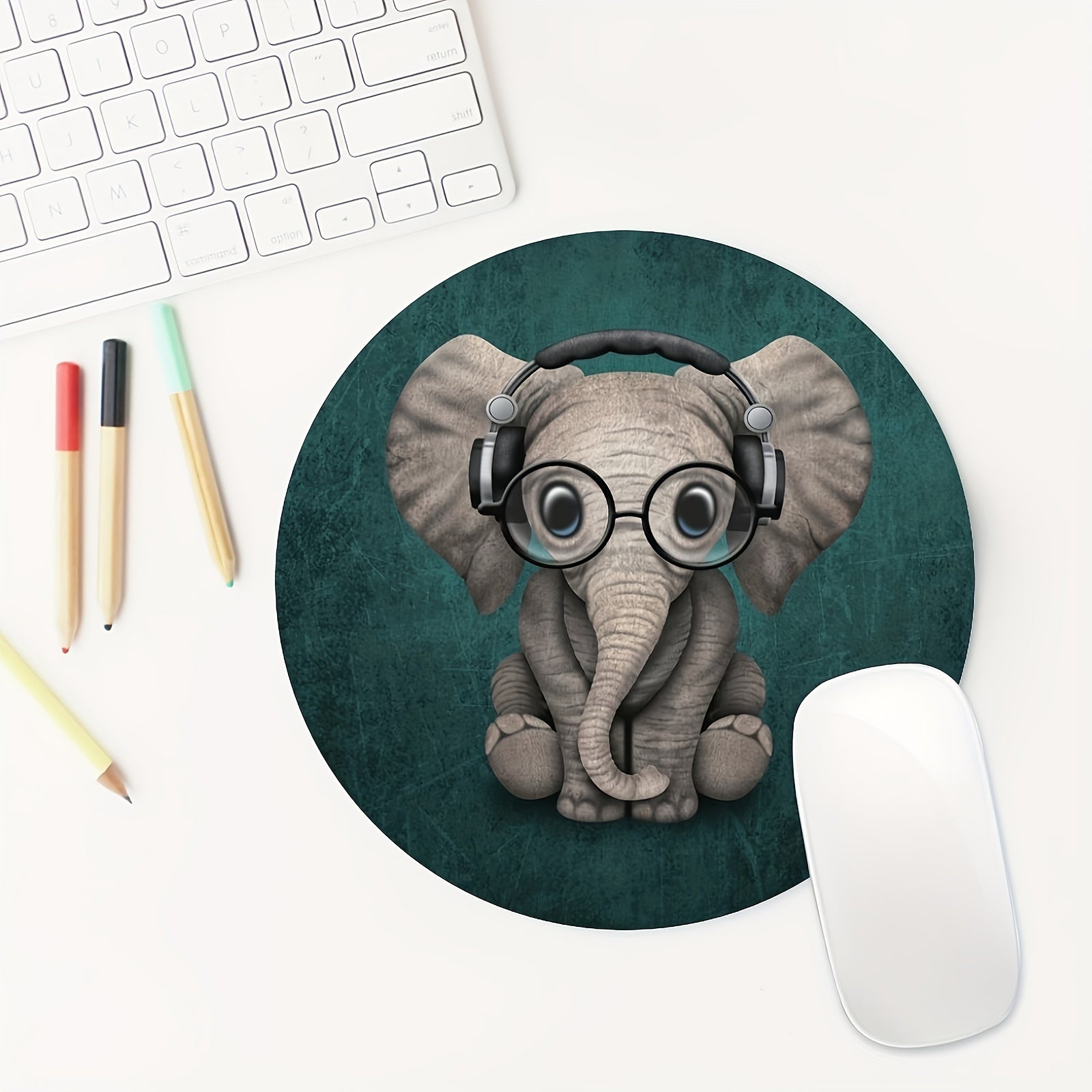 Cartoon Round Mouse Pad Desk Pad for Women Non-slip Rubber Office