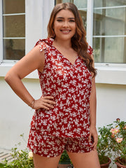 Floral Print Top & Shorts Set Women's Boho Outfit