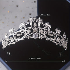 Silvery Leaf Shape Headband Necklace Earrings Set Head Jewelry