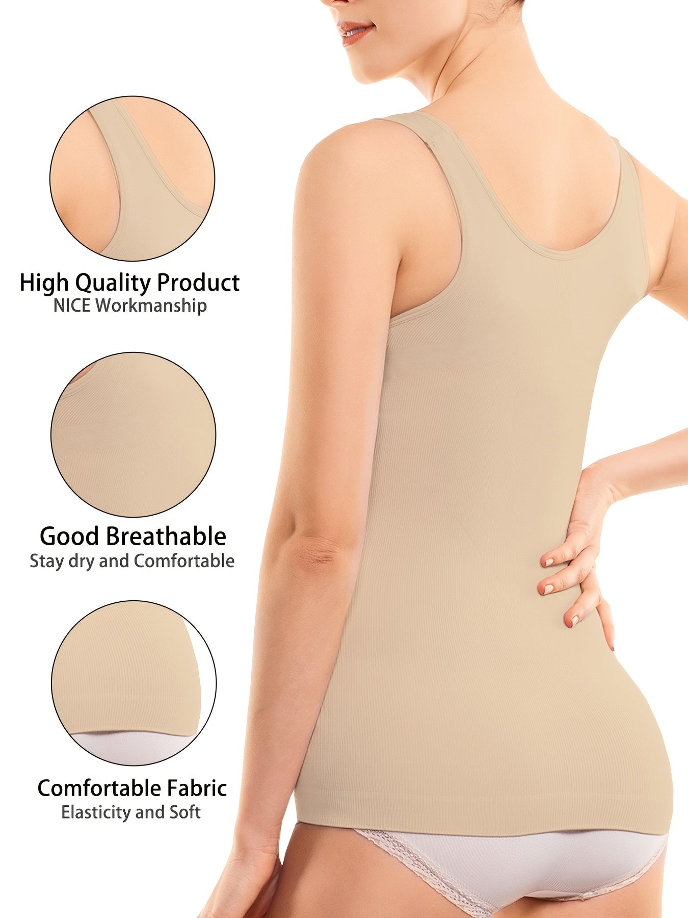 Seamless Shaping Tank Tops V Neck Tummy Control Slimmer Top