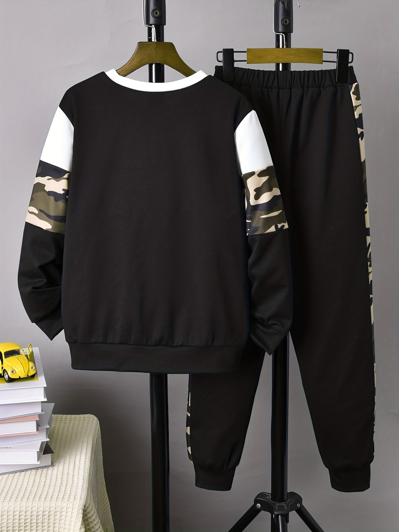 Boy's KING Print Outfit 2pcs Sweatshirt & Sweatpants Set for Spring Fall
