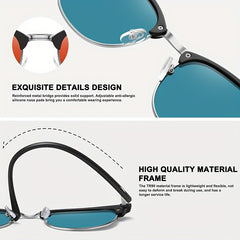 Men's Retro Polarized Driving Sunglasses Semi Rimless Eye Protection