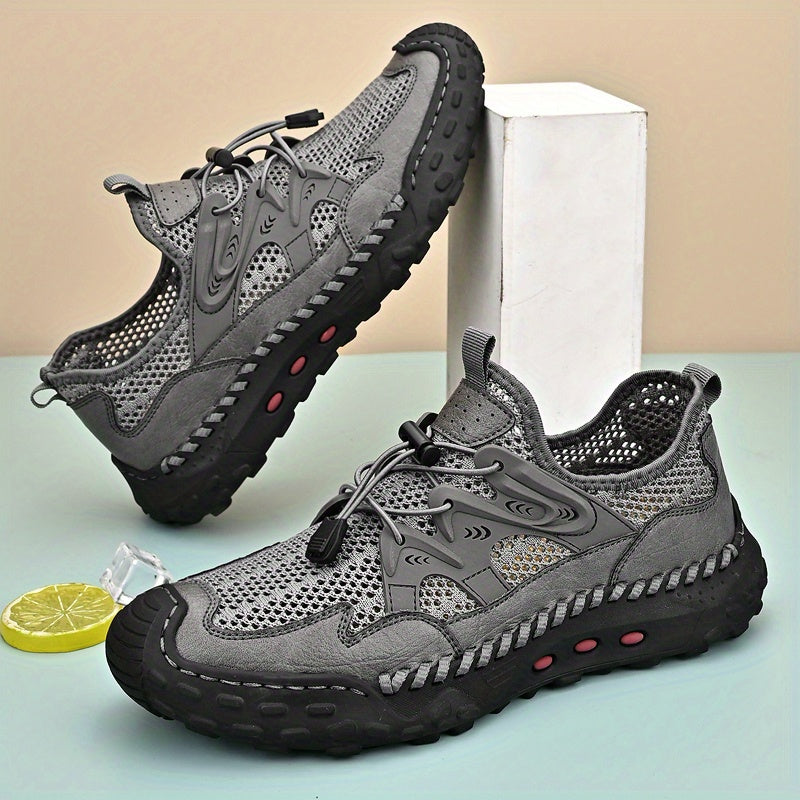 Men's No Tie Slip On Mesh Sneakers Adjustable Draw String