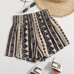 Graphic Print Smocked Waist Shorts for Women