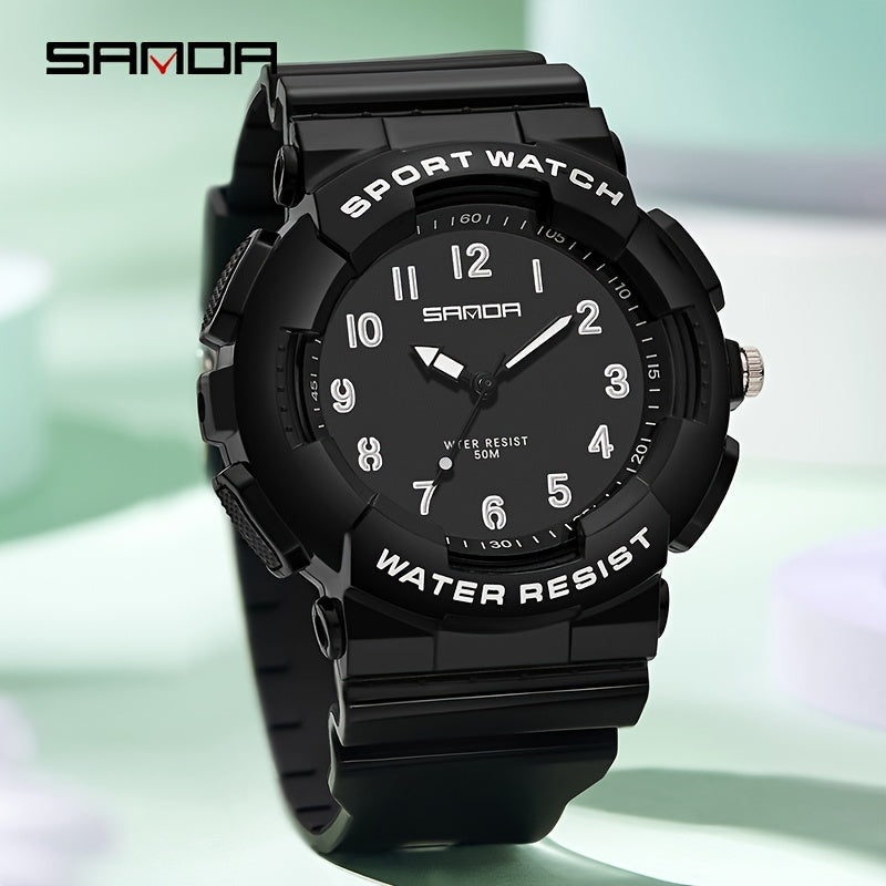 SANDA Unisex Sports Watch Outdoor 5ATM Digital Analog TPU Strap