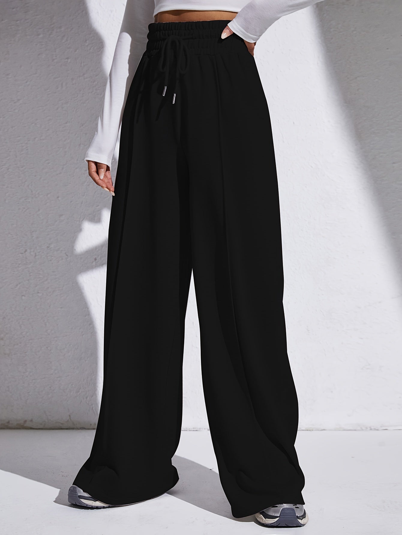 Elastic Waist Wide Leg Pants for Women