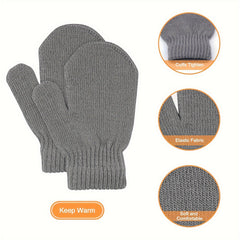 4 Pairs Winter Sports Mittens for Kids, Warm Knitted Gloves