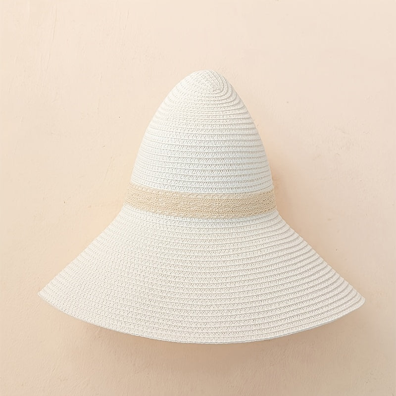 Lace Bow Straw Hat Big Brim Holiday Sun Hat For Women Girls