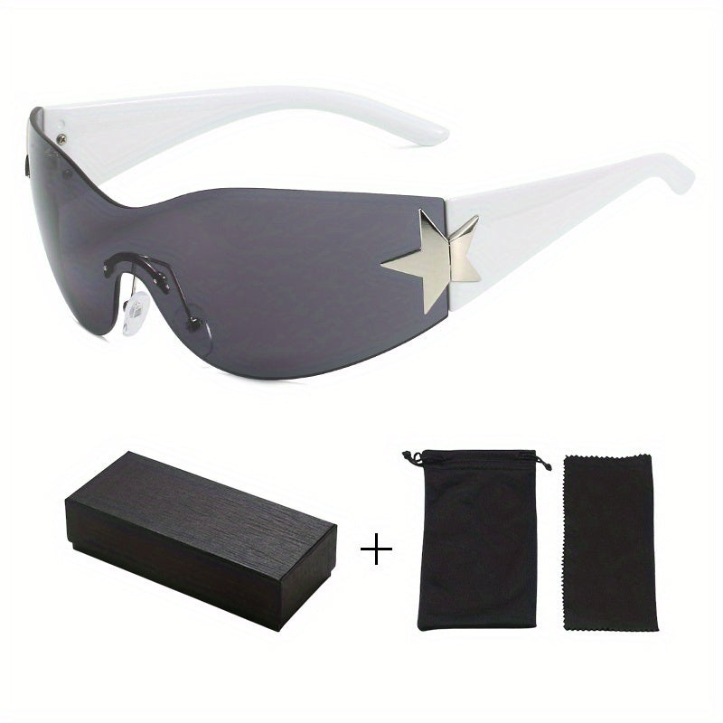 Y2K Oversized Frameless Shield Wrap Around Sunglasses