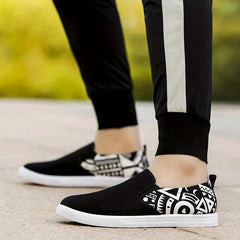 Men's Graphic Canvas Loafer Shoes Lightweight Slip On Sneakers