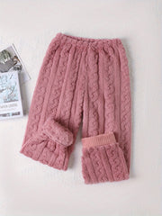 Soft Fuzzy Sleep Bottoms with Elastic Waistband Women's Loungewear