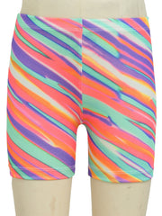 Toddler Girls Block Wavy Pattern Elastic Waist Biker Shorts