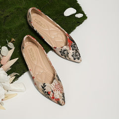 Floral Print Ballet Flats Pointed Toe Soft Sole Shoes