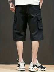 Men's Knee Long Cargo Shorts with Side Pockets
