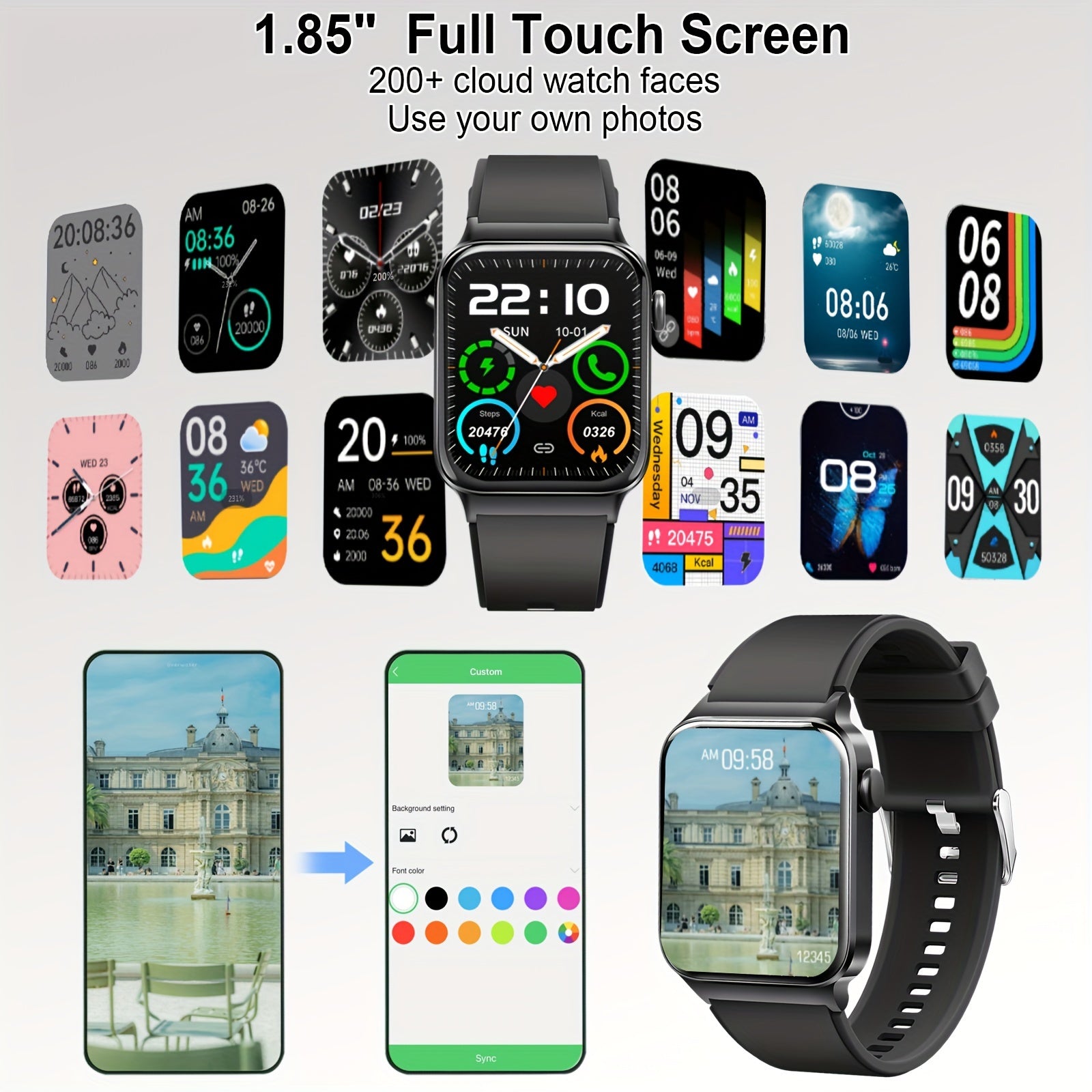 T50 Smartwatch 1.85 inch Fitness Tracker Calls Sleep Monitor Sports Edition