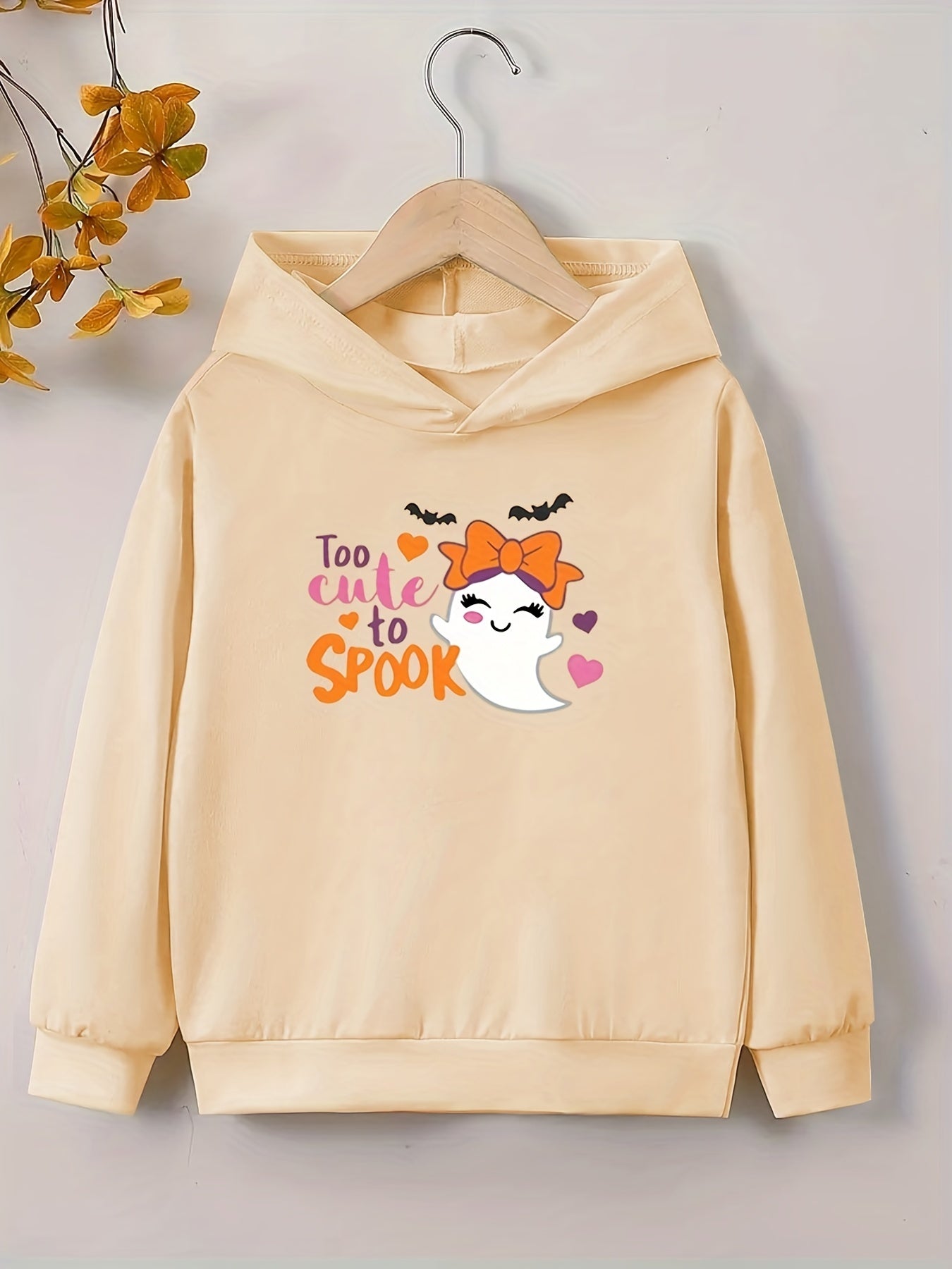 Girls Little Ghost Print Hooded Sweatshirt Top